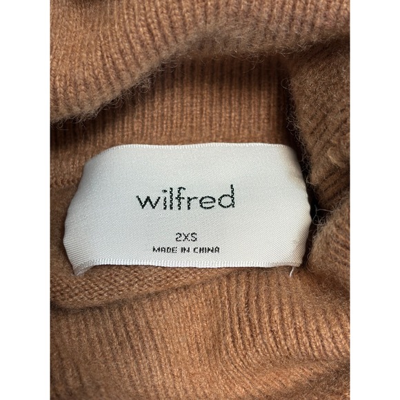 Wilfred Aritzia Brown 100% Cashmere Turtleneck Sweater 2XS  Camel EUC - Picture 4 of 6